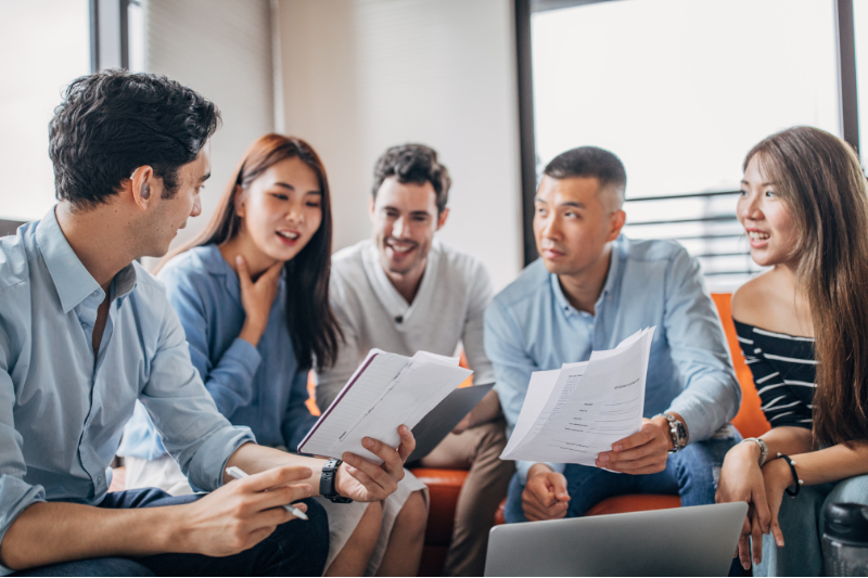 Collaborative teamwork in action for project success.